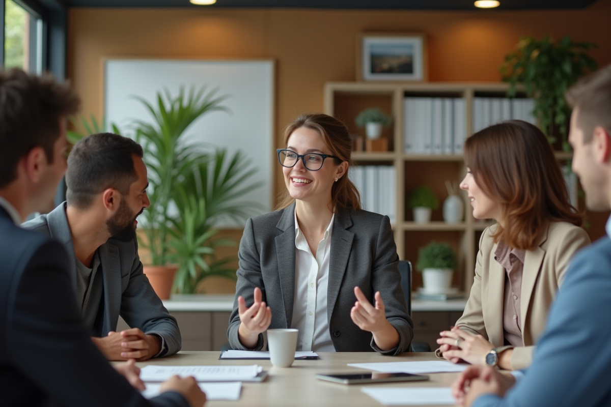Superviseure féminine en réunion d
