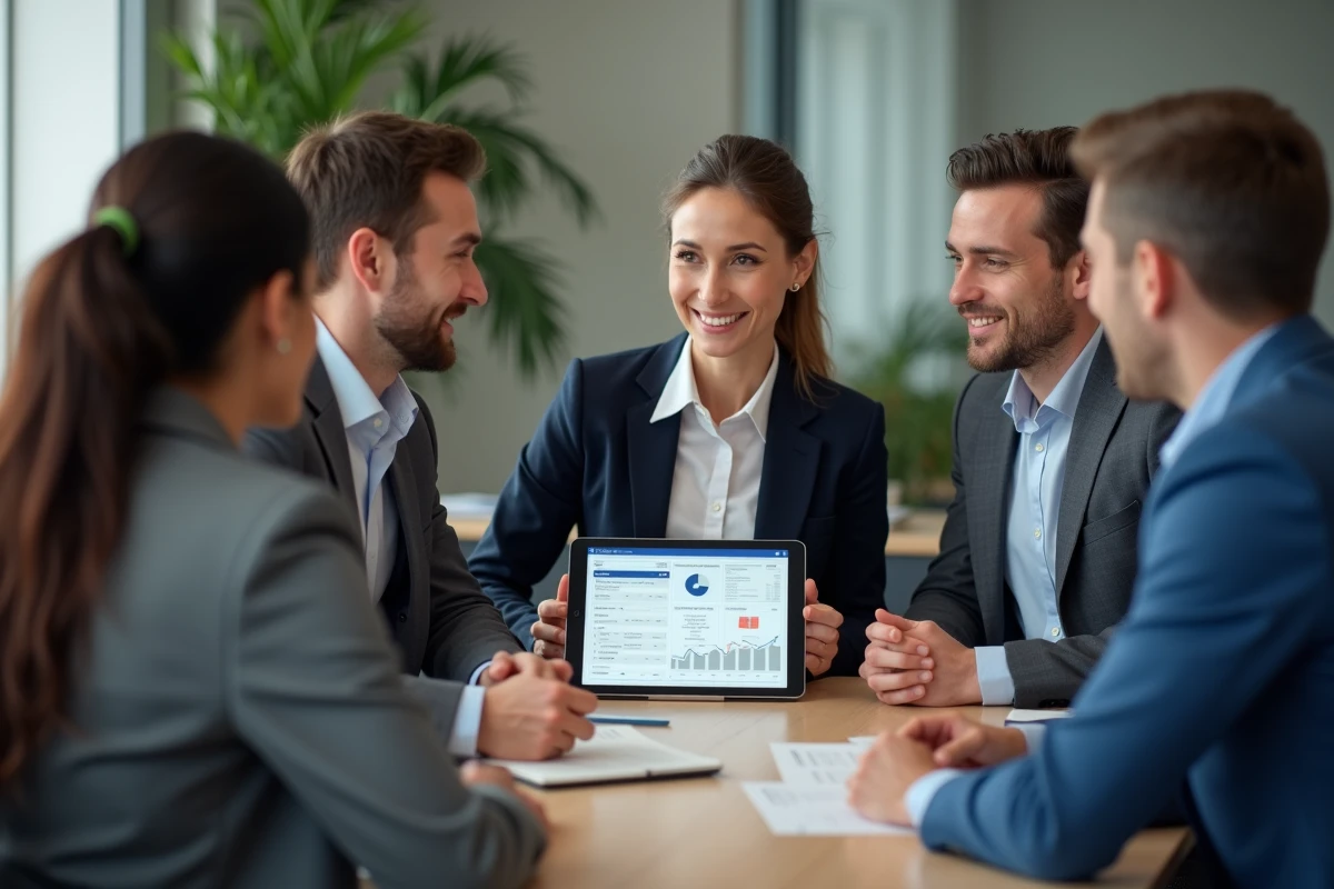 Groupe de professionnels divers en réunion dans un bureau moderne