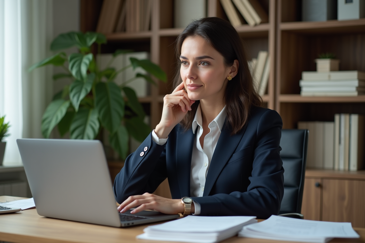 Femme d affaires travaillant sur son ordinateur dans un bureau