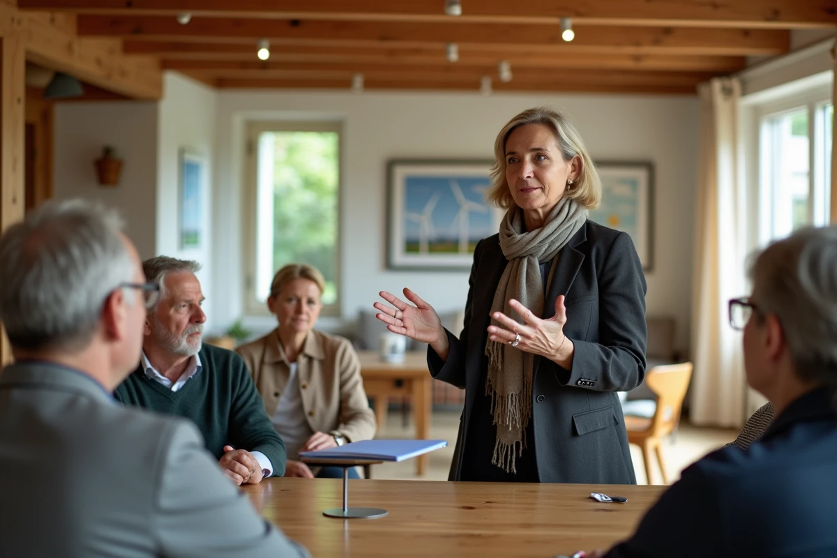 Femme en blazer parlant lors d