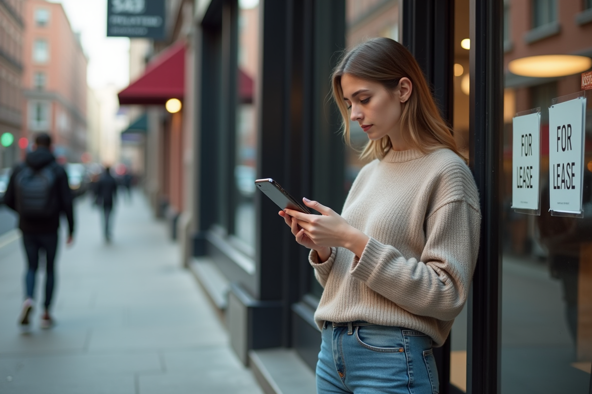 Jeune femme regardant un panneau