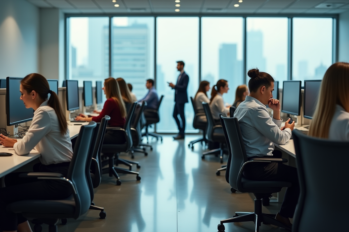 Groupe de collègues divers travaillant dans un espace moderne