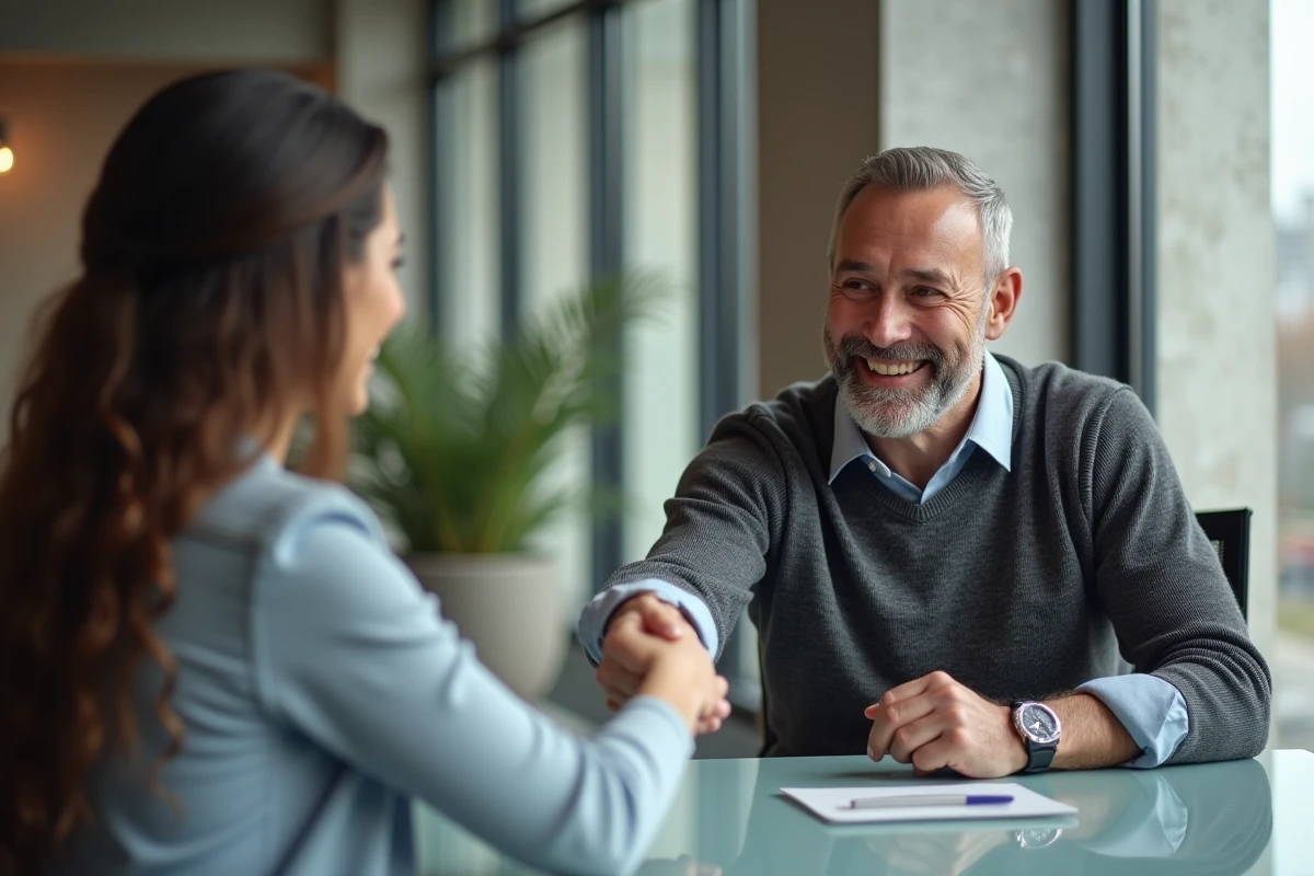 Homme souriant serrant la main d