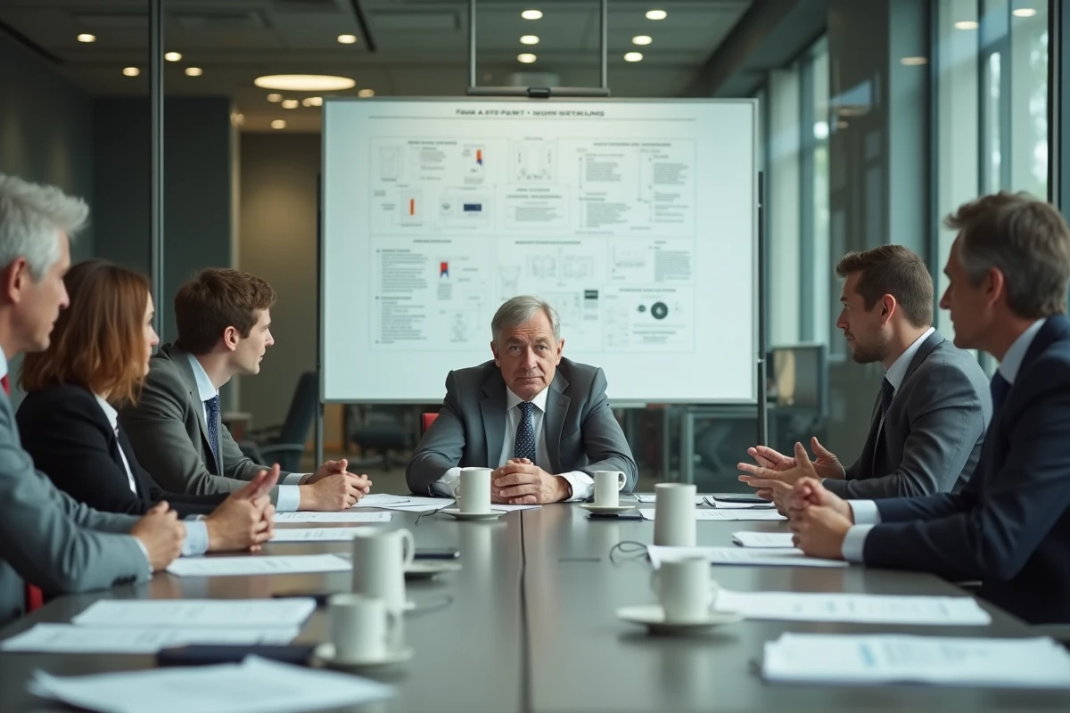 Cadre supérieur dépassé en réunion d'entreprise illustrant la théorie de Peter et l'incompétence managériale