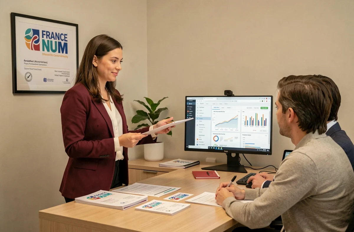 Consultante numérique labellisée France Num chez Kodeeus accompagnant un couple d'entrepreneurs dans leur transformation digitale