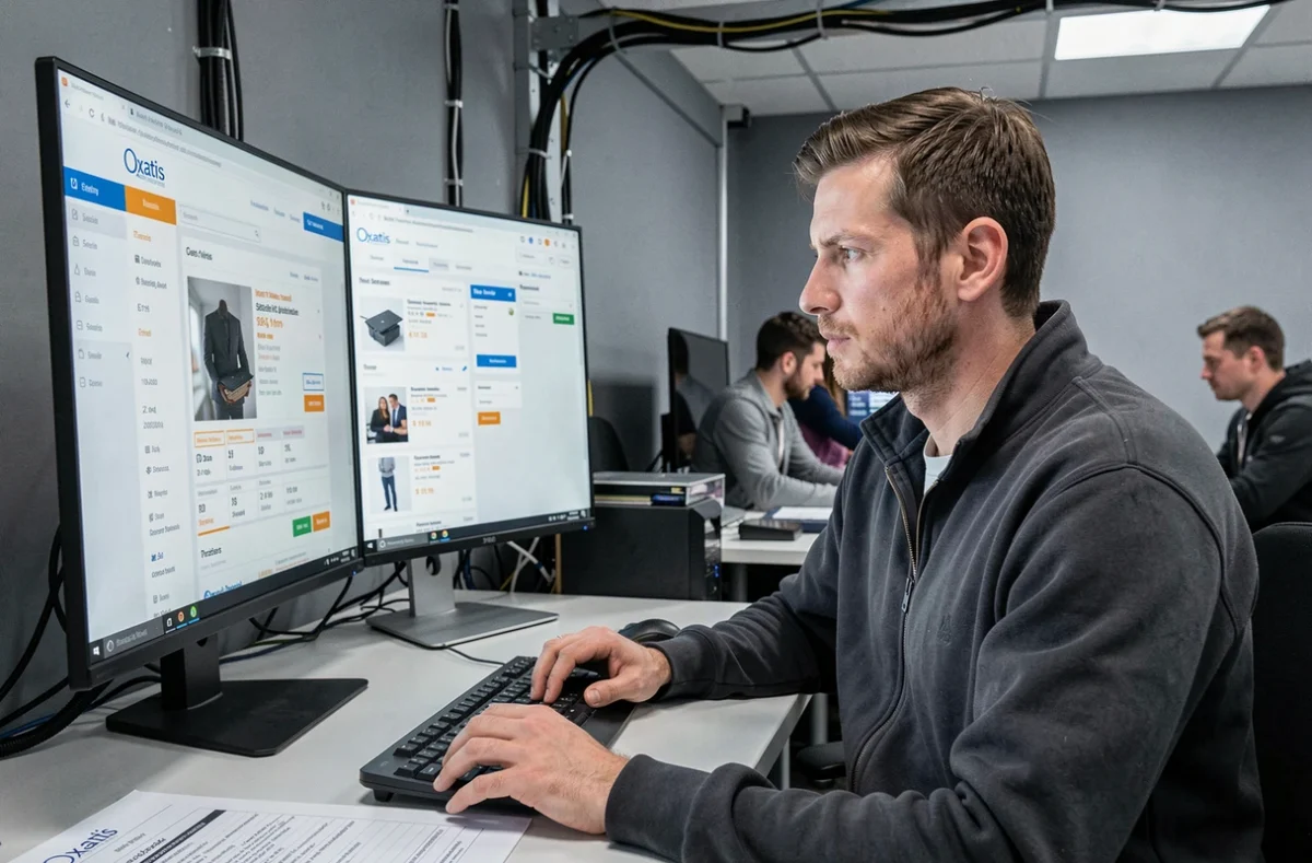 Développeur e-commerce sur la plateforme Oxatis configurant une boutique en ligne