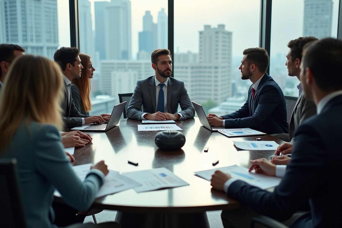 Groupe de professionnels en réunion de travail