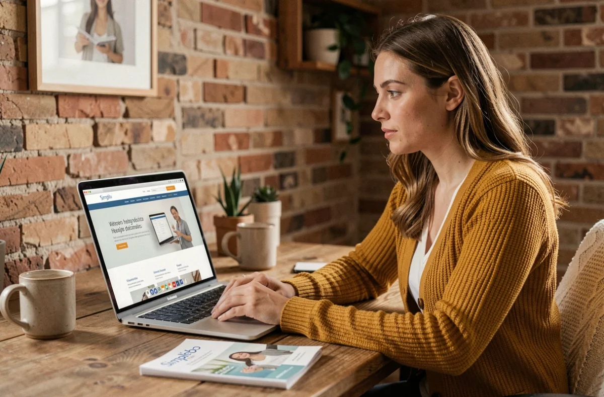 Web designer de Simplébo travaillant sur un site vitrine pour professionnel de santé